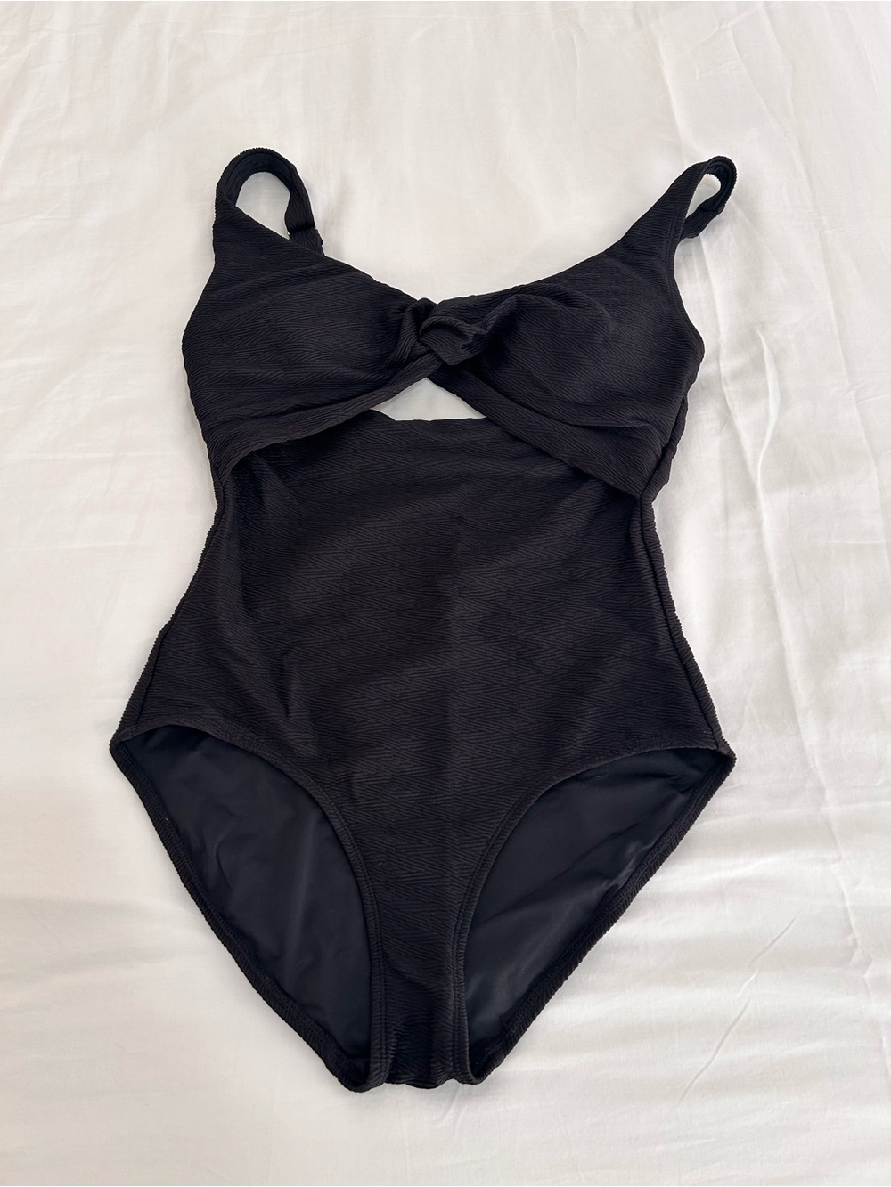 Anne Cole Black Textured Twist Front One Piece Swimsuit Women's Size 6